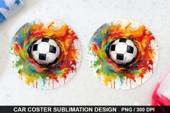 Soccer Ball Car Coaster - Coaster Sublimation Design Product Image 1