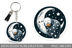 Cute Ghost Keychain Design. Halloween Keychain Sublimation Product Image 1