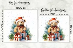 Watercolour Teddy Bear Lunch Bag Print | Christmas Lunch Bag Product Image 2