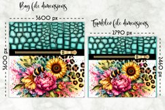 Flowers on Animal Print Lunch Bag Design, Embossed Leather Product Image 2