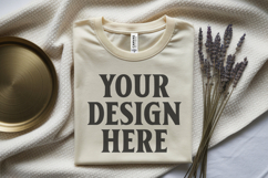 Folded Bella Canvas 3001 Flat Lay T-Shirt Mockup Product Image 1