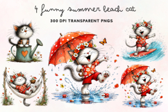 Funny Summer Beach Cat PNG Clipart Product Image 1