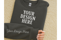 Gildan 18000 Charcoal Sleeve Sweatshirt Mockup Product Image 1