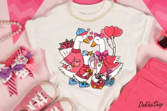 Valentine PNG, Hand Drawn Family Goose Valentine PNG Clipart Product Image 1
