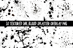 10 Gory Blood Ink Splatter Overlays PNG Textures Halloween Product Image 2