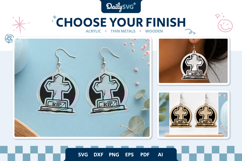 Halloween Tombstone Earrings Laser Cut SVG Product Image 2
