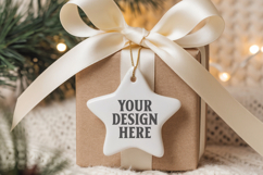 Christmas Star Ceramic Ornaments Mockup | Holiday Star Ornam Product Image 1