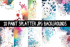 10 Paint splatter JPG Watercolour Rainbow Ink backgrounds by Squeeb Creative