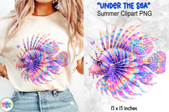 Holographic Summer Clipart, Fantasy Lionfish PNG Product Image 1