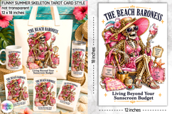 Funny Summer Skeleton Sublimation, Beach Baroness Tarot Card Product Image 1