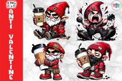 Anti-Valentine Rock Gnomes Clipart, Gothic Valentine Gnome Product Image 1