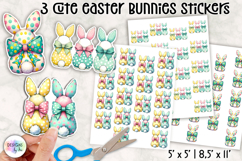 Cute Easter Bunny Stickers, Colorful Bow Bunnies Product Image 1