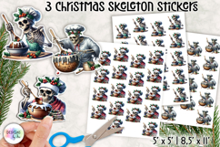 Funny Christmas Skeleton Stickers | Santa Skull Clipart Product Image 1