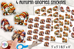 Autumn Gnome Stickers, Cute Fall Harvest Pumpkin and Leaves Product Image 1