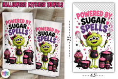 Halloween Kitchen Towel PNG, Powered by Sugar &amp; Spells Product Image 1