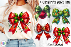 Christmas Bow PNG Clipart, Red Festive Bows Print Product Image 1
