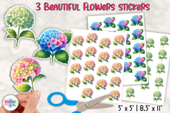 Floral Stickers, Hydrangea Flowers Stickers, Printable Stick Product Image 1