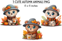 Autumn Retro Animal Clipart, Cute Fall Animals, Baby Animal Product Image 1