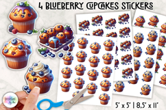Blueberry Cupcake Printable Sticker, Blueberry Muffin PNG Product Image 1