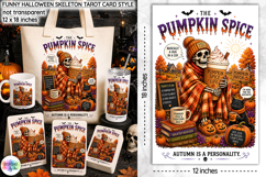 Funny Halloween Tarot Card, Pumpkin Spice Halloween Skeleton Product Image 1