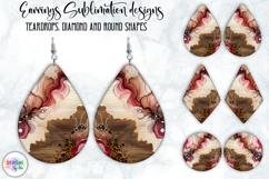 Earrings Sublimation Designs, Liquid Art, Fluid Art and Wood Product Image 1