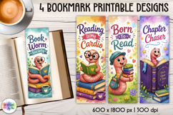 Bookworm Society Printable Bookmarks with Cute Worm Art Product Image 1