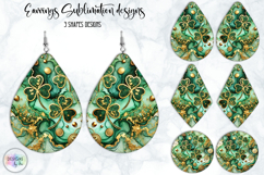 St. Patrick’s Day Earrings Sublimation, Lucky Clover Art Product Image 1