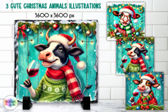 Cute Christmas Animals Illustration, Wine Lover Christmas Product Image 1