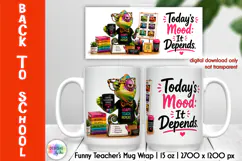 Funny Chameleon Teacher Mug Wrap PNG, Back to School PNG Product Image 1