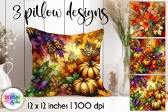 Autumn Decorative Pillows, Golden Autumn Leaves Na Pumpkins Product Image 1