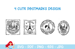 France inspired postmark, mail delivery stamps Product Image 1