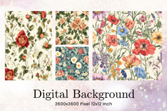 Flower Pattern Background Wallpaper Digital Paper_10 Product Image 1