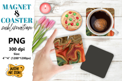 Abstract paint magnet/coaster sublimation. Fluid art Product Image 1