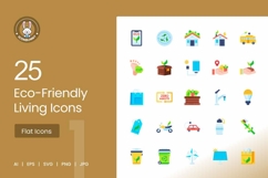 Eco-Friendly Living Flat Multicolor Icons Product Image 1
