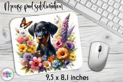 Cute Puppy with Flowers Mouse Pad Design, |Floral Puppy PNG Product Image 1