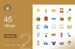 Village Flat Multicolor Icons Product Image 1