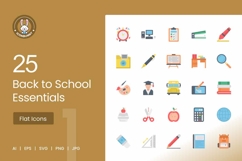 Back to School Essentials Flat Multicolor Icons Product Image 1