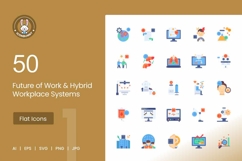 50 Future of Work &amp; Hybrid Workplace Systems Icons Product Image 1