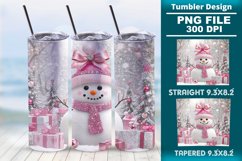 Pink Christmas snowman 20oz tumbler wrap design Product Image 1