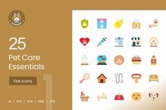 Pet Care Essentials Flat Multicolor Icons Product Image 1