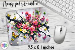Cracked Wall with Flowers Mouse Pad, Floral Mouse Pad Print Product Image 1