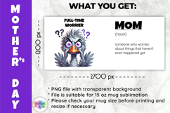 Funny Mother Day Mug Wrap, Full Time Worrier Funny Design Product Image 2