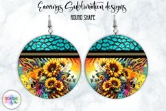 Peony and Sunflowers Earrings Sublimation | Round Earrings Product Image 1