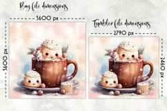Christmas Lunch Bag Print | Kawaii Hot Chocolate and Cookies Product Image 2