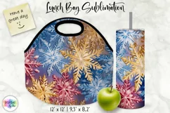 Shimmering Golden Snowflakes Lunch Bag | Snowflakes Tumbler Product Image 1