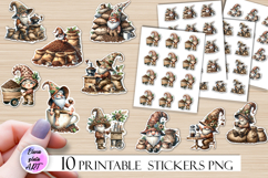 Funny gnome Coffee printable stickers | Coffee PNG Sticker Product Image 1