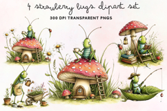 Strawberry Bugs Clipart PNG Product Image 1