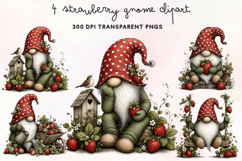 Strawberry Gnome Clipart PNG Product Image 1