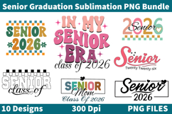 Senior Graduation PNG Design Bundle, 10 PNG Product Image 1