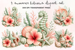 Summer Hibiscus Clipart PNG Product Image 1